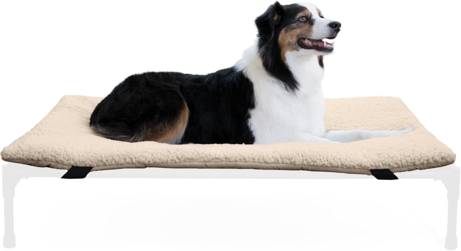 Dog Cot Pad (Cot Sold Separately), Pillow-Top Comfort Bed for  Large Elevated Dog Beds, Soft & Fluffy, Secure Fit Straps, Machine Washable, Portable - Large 42 X 30in Tan Fleece