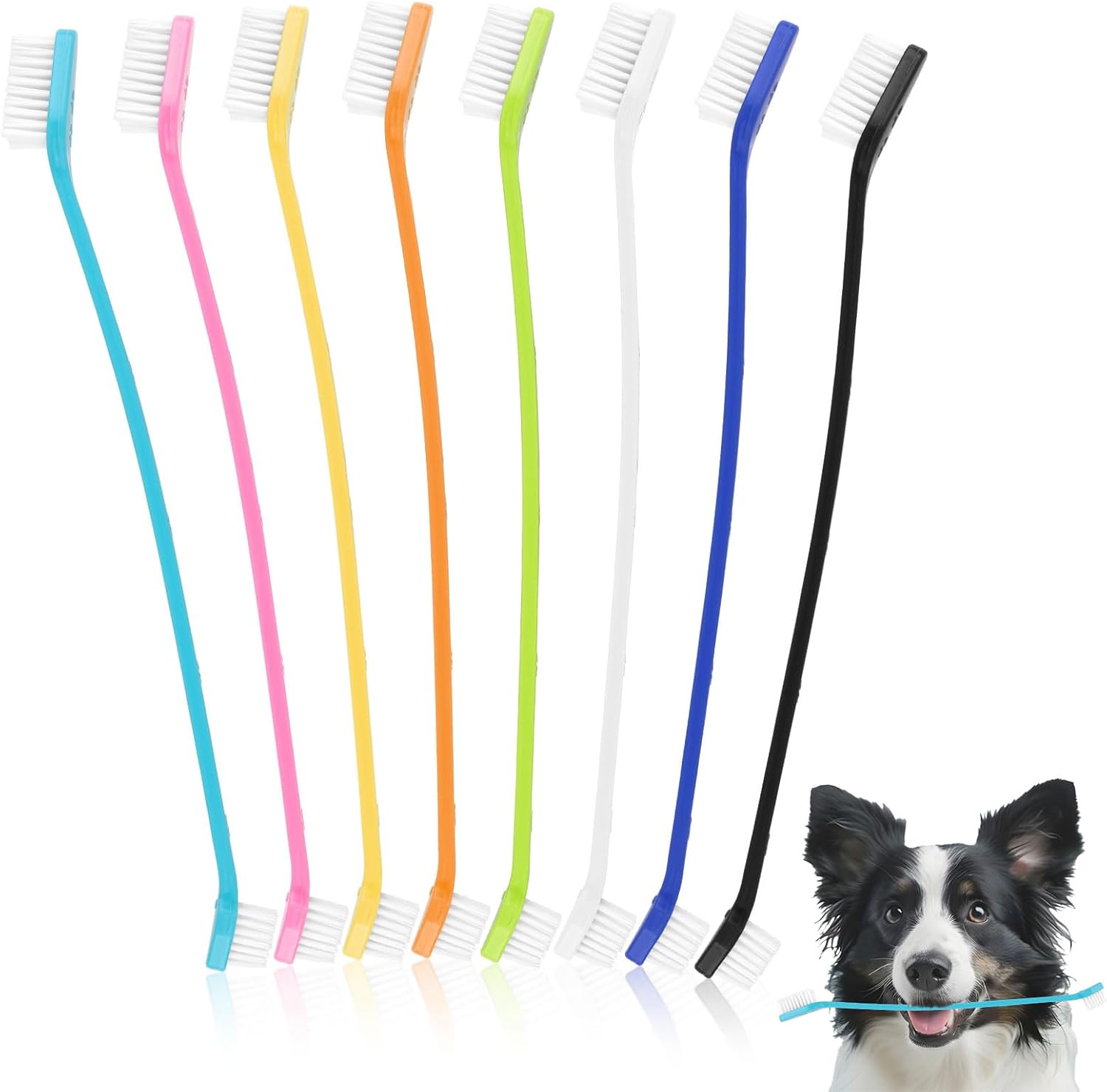 15 Pcs Dog Toothbrushes, Dual Headed Dental Hygiene Brushes, Soft Bristles Pet Toothbrush, Long Handle Dog Tooth Brushes for Small to Large Dogs, Cats, and Most Pets Dental Care