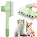 Cat Comb Dog Comb Pet Hair Removal Tool Flea Comb for Cats and Dog Lice Comb Cat Brush with Release Button Self-Cleaning with Long & Short Stainless Steel Metal Teeth for Shedding