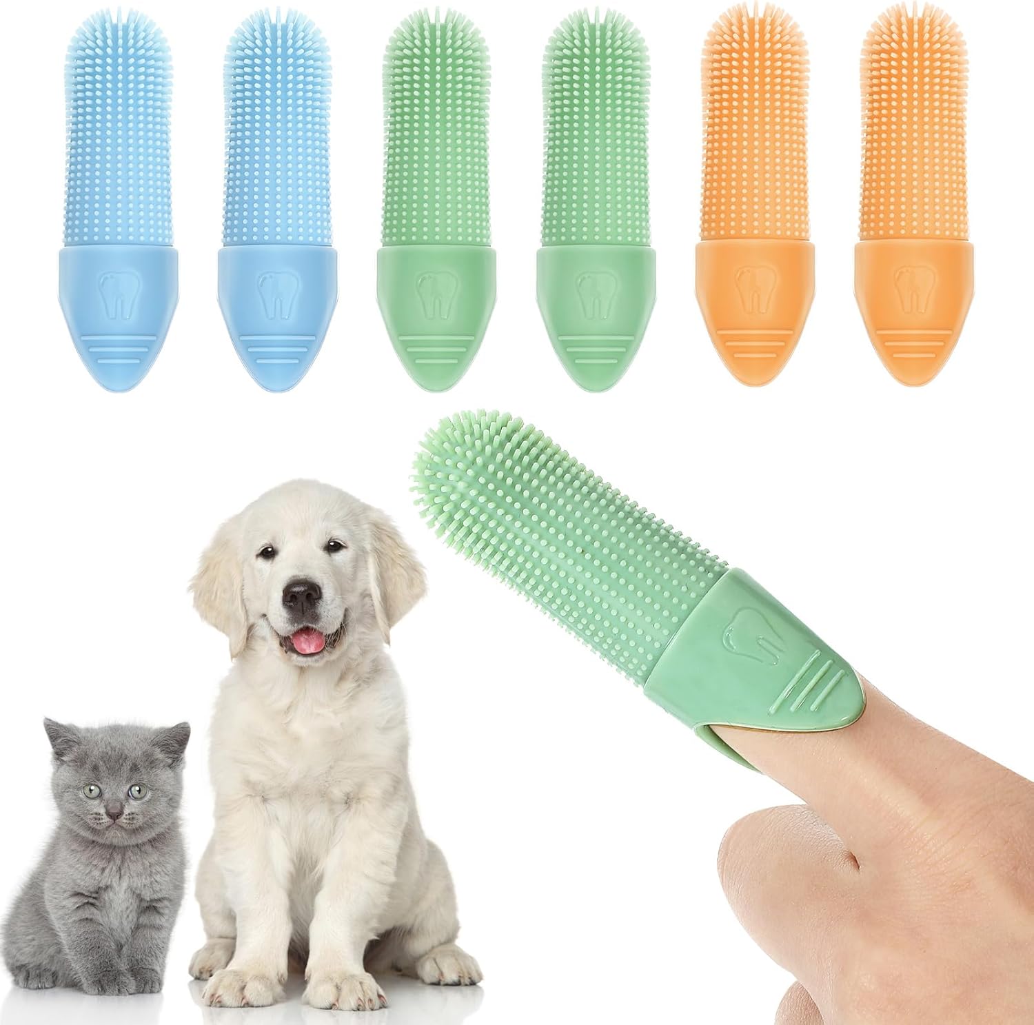 6 Pack Dog Toothbrush, Cat Tooth Brushing Kit, Dogs Finger Toothbrushes for Dog Teeth Cleaning& Dental Care, Pet Toothbrush Fits Dogs & Puppies